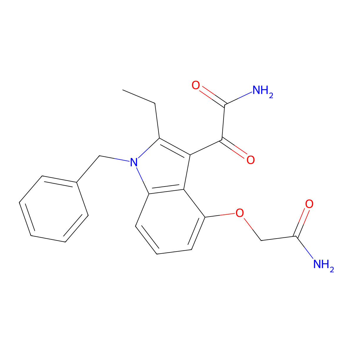 2-(4-(2-Amino-2-oxoethoxy)-1-benzyl-2-ethyl-1H-indol-3-yl)-2-oxoacetamide molecular structure, CAS 185298-58-2