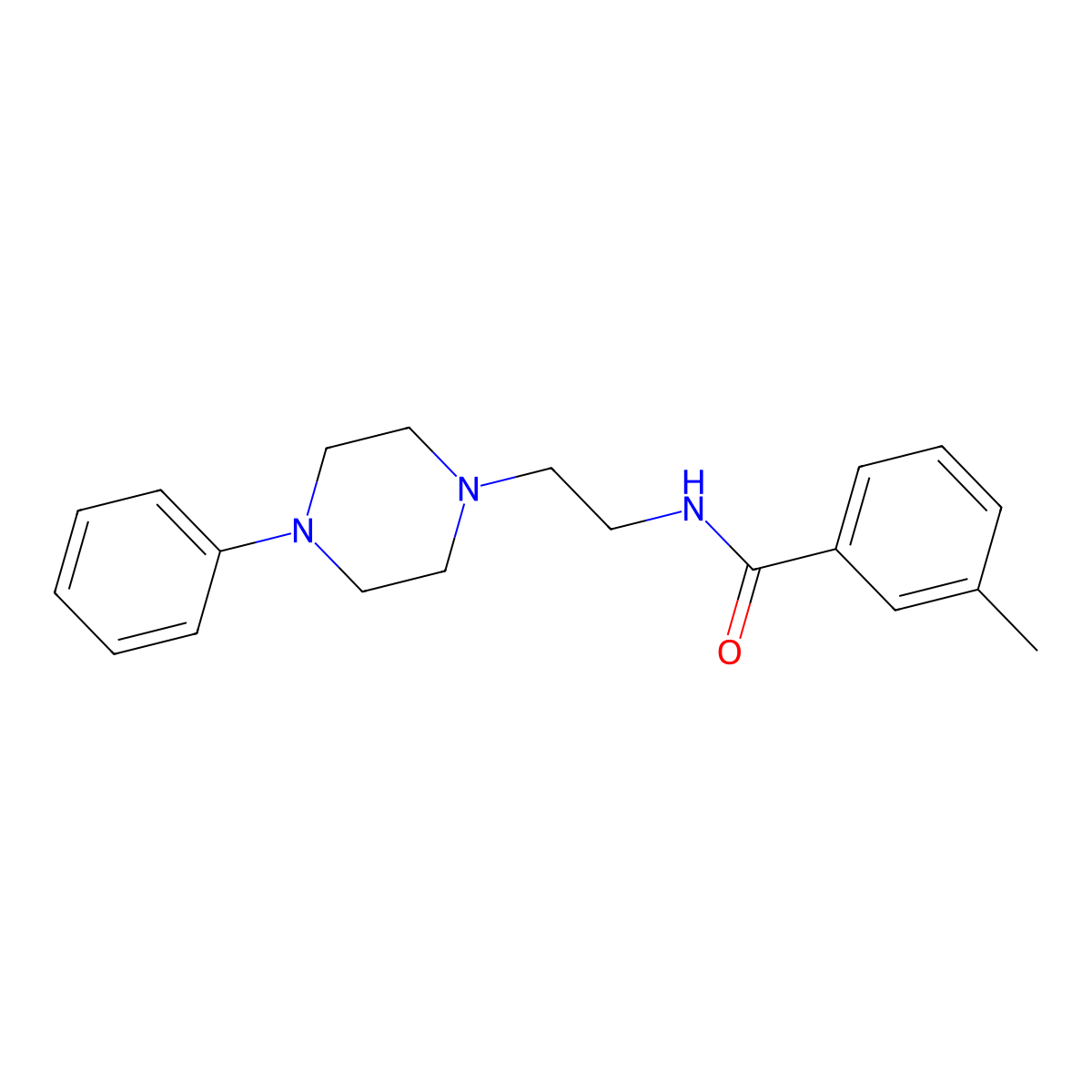 3-methyl-N-[2-(4-phenylpiperazin-1-yl)ethyl]benzamide molecular structure, CAS 185299-21-2