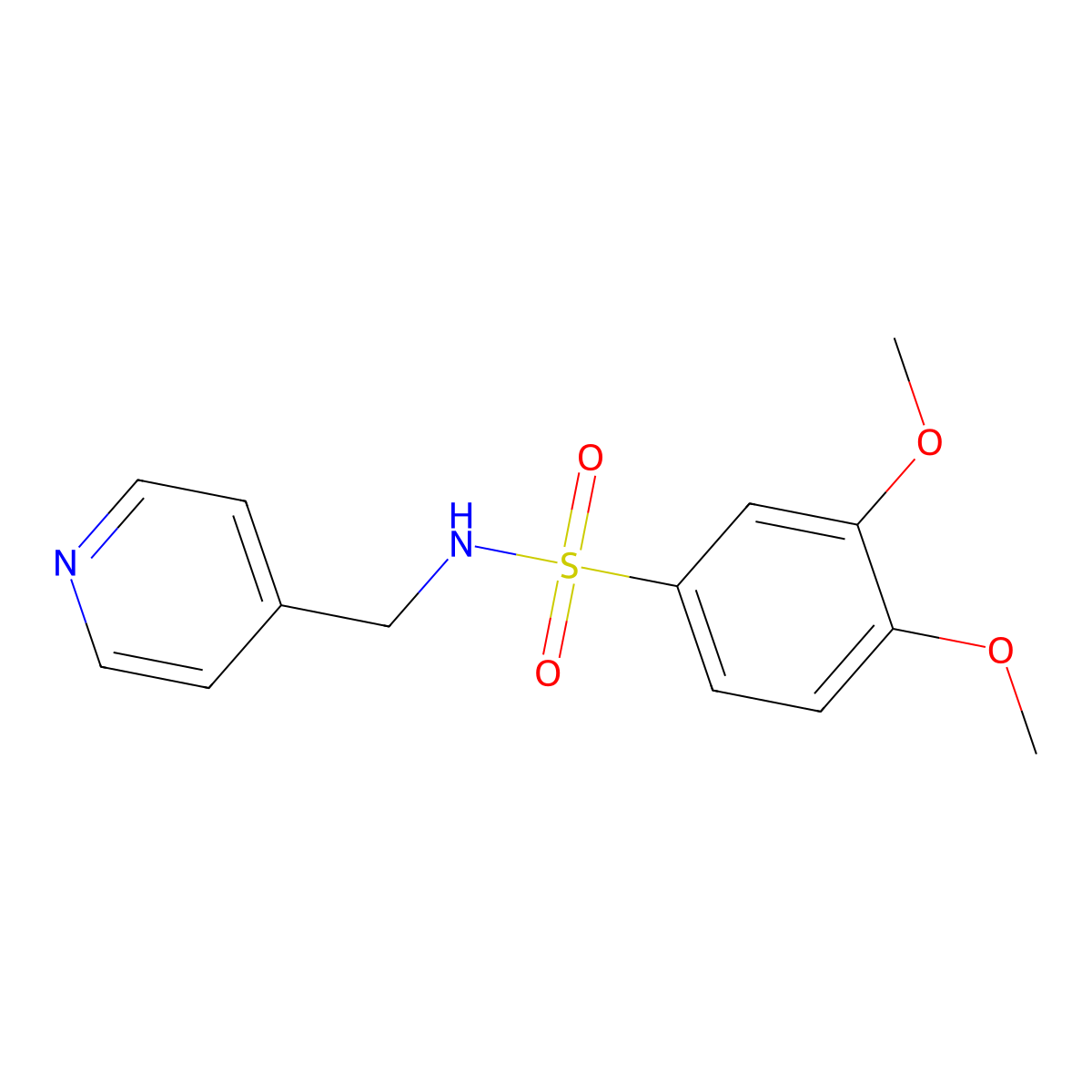 3,4-dimethoxy-N-(pyridin-4-ylmethyl)benzenesulfonamide molecular structure, CAS 185300-31-6