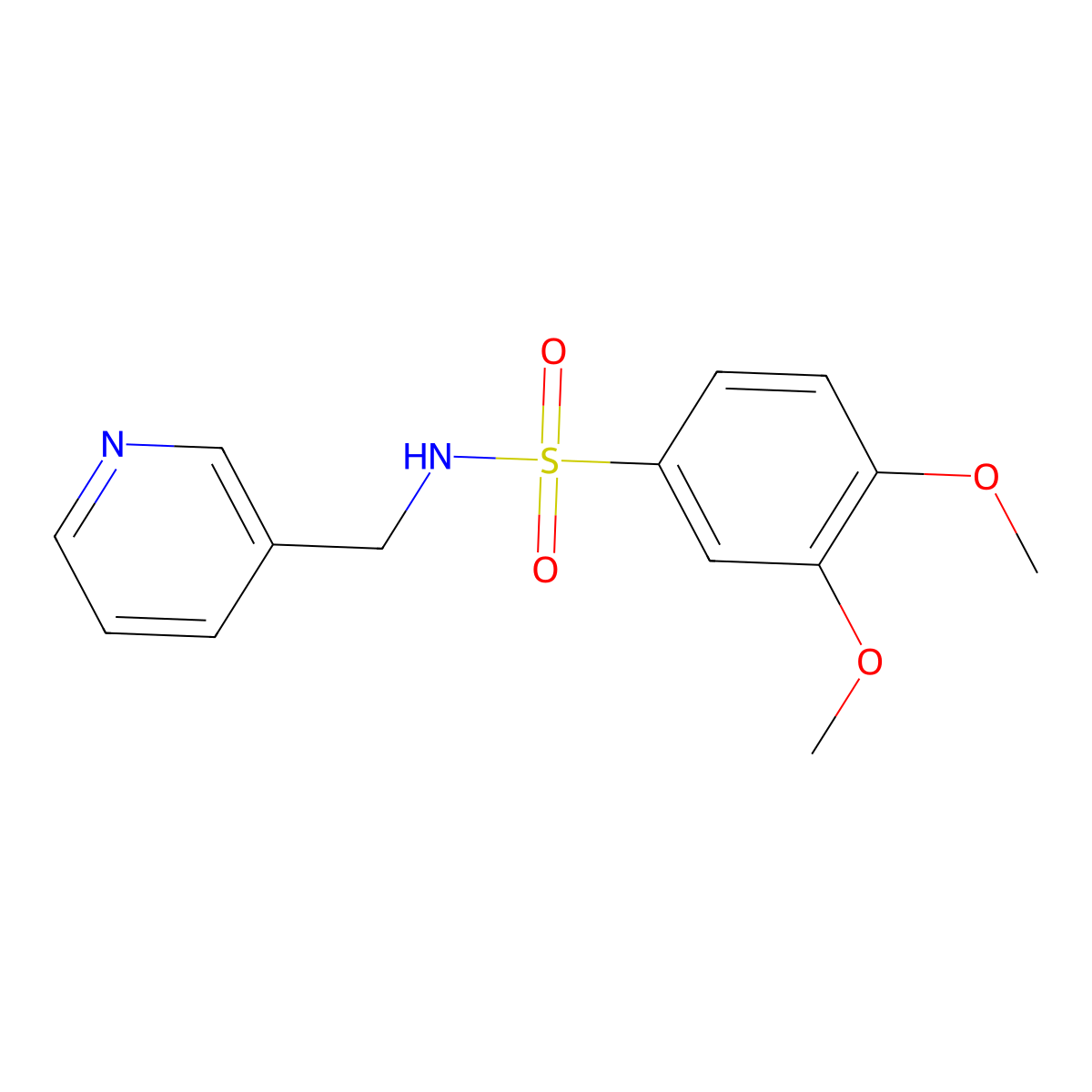 3,4-Dimethoxy-N-pyridin-3-ylmethyl-benzenesulfonamide molecular structure, CAS 185300-32-7