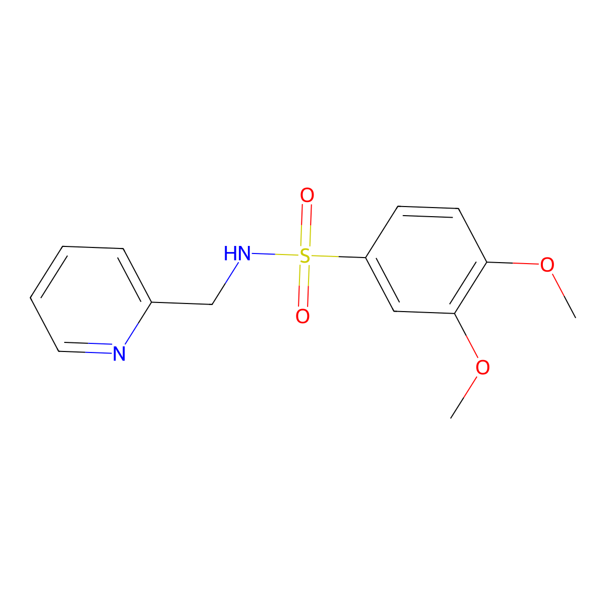3,4-dimethoxy-N-(pyridin-2-ylmethyl)benzenesulfonamide molecular structure, CAS 185300-33-8
