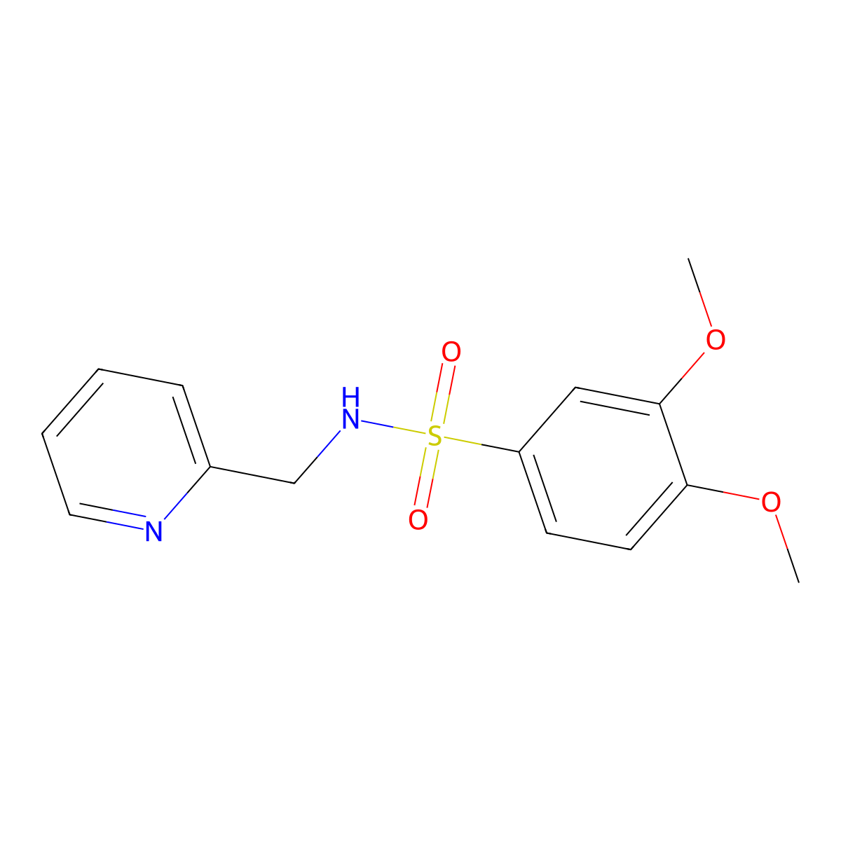 3,4-dimethoxy-N-(pyridin-2-ylmethyl)benzenesulfonamide molecular structure, CAS 185300-33-8