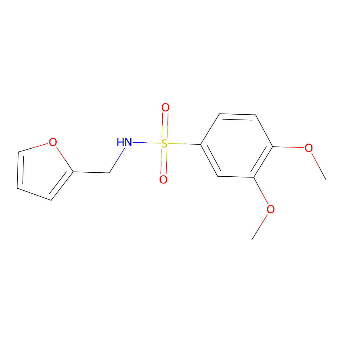 Furfurylamine, N-(3,4-dimethoxyphenylsulfonyl)- molecular structure, CAS 185300-37-2