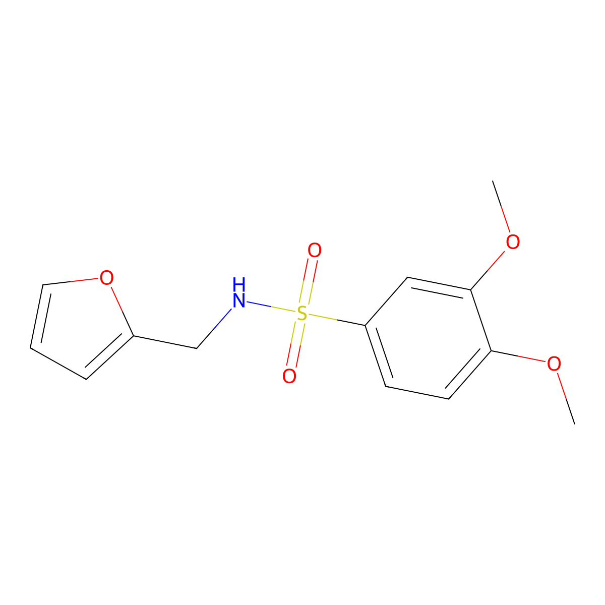 Furfurylamine, N-(3,4-dimethoxyphenylsulfonyl)- molecular structure, CAS 185300-37-2