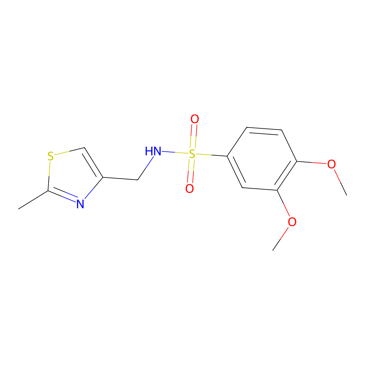 3,4-dimethoxy-N-[(2-methyl-1,3-thiazol-4-yl)methyl]benzenesulfonamide molecular structure, CAS 185300-41-8