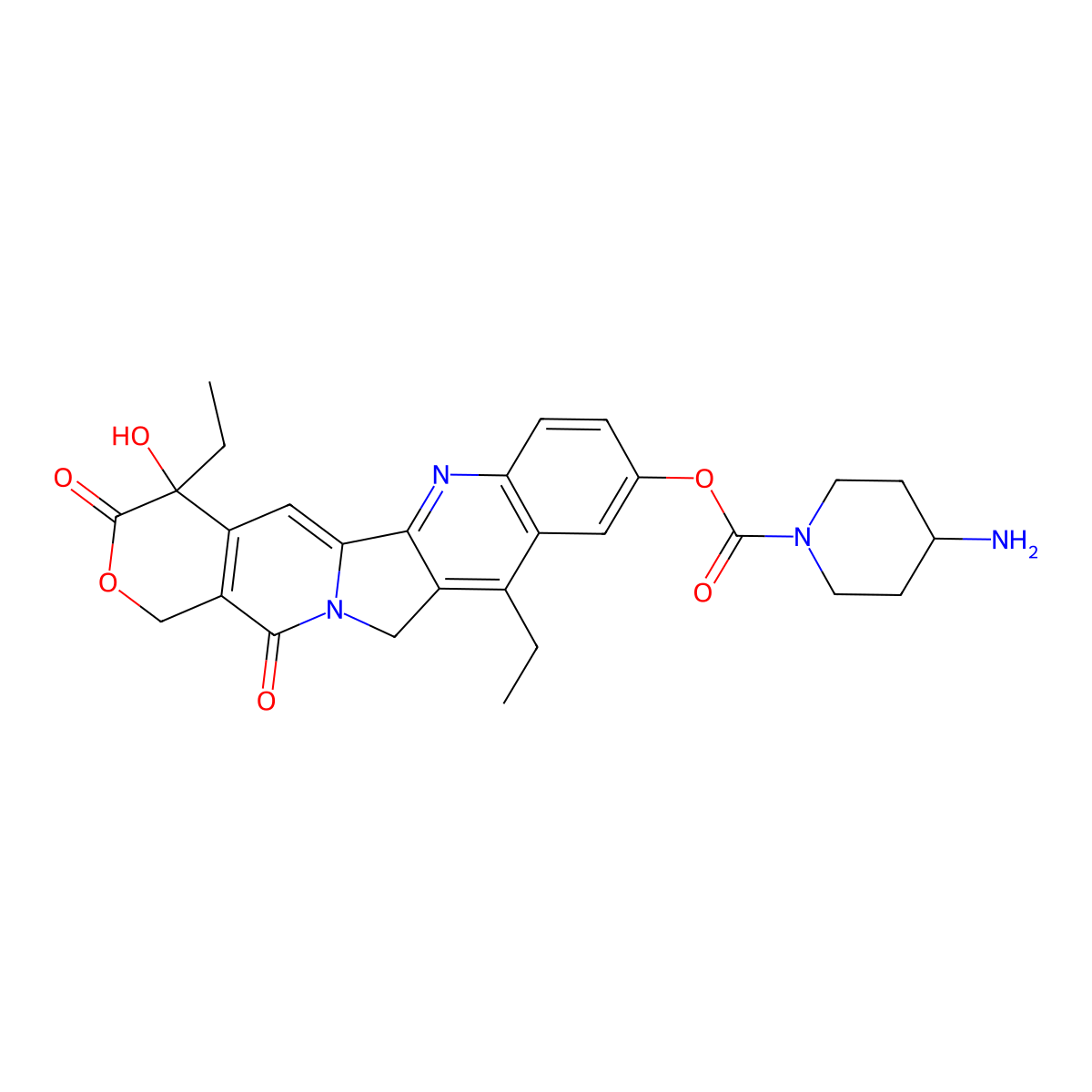 7-Ethyl-10-(4-amino-1-piperidino)carbonyloxycamptothecin molecular structure, CAS 185304-42-1