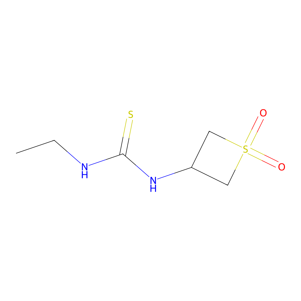 1-(1,1-Dioxidothietan-3-yl)-3-ethylthiourea molecular structure, CAS 1853051-54-3