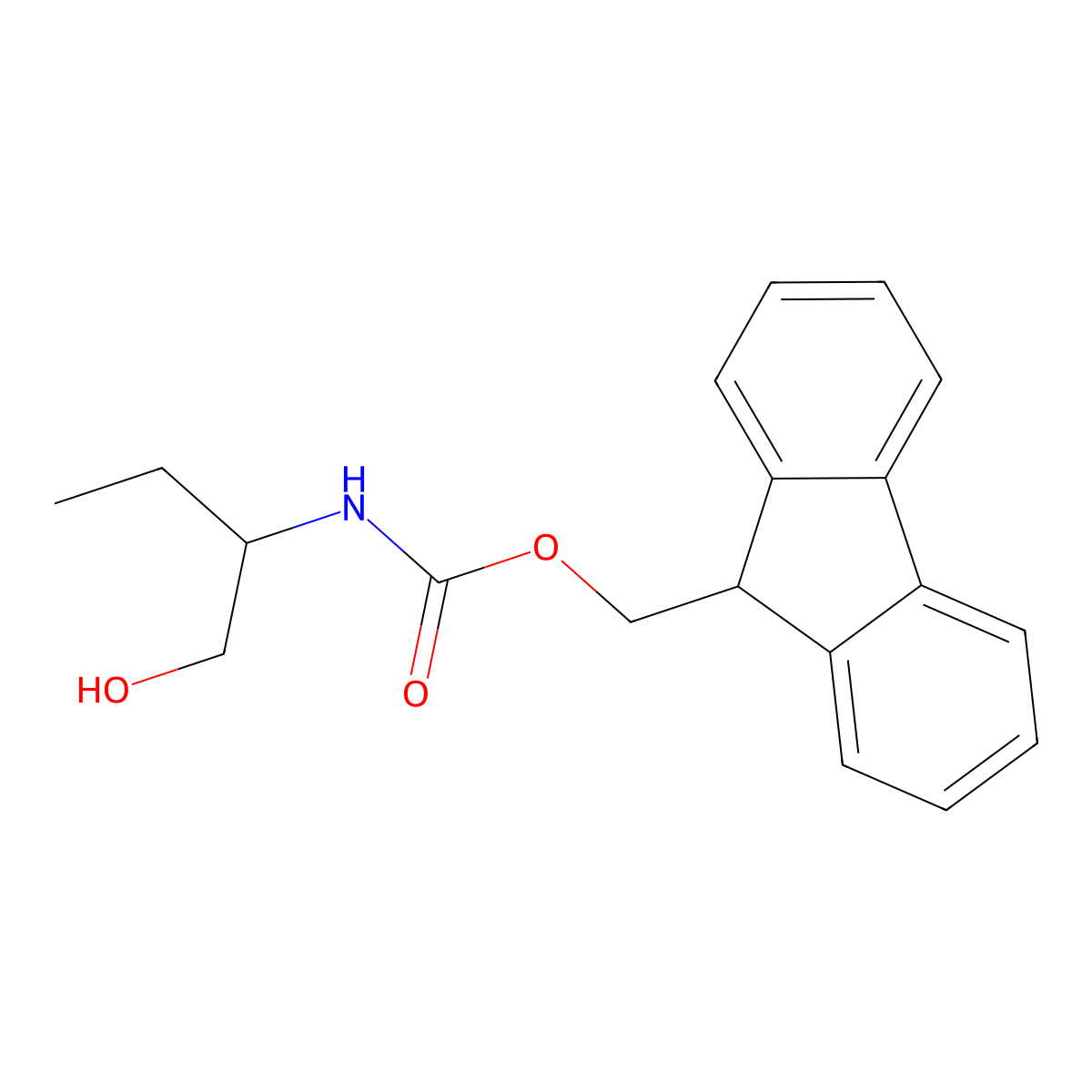 9H-fluoren-9-ylmethyl N-(1-hydroxybutan-2-yl)carbamate molecular structure, CAS 185308-01-4
