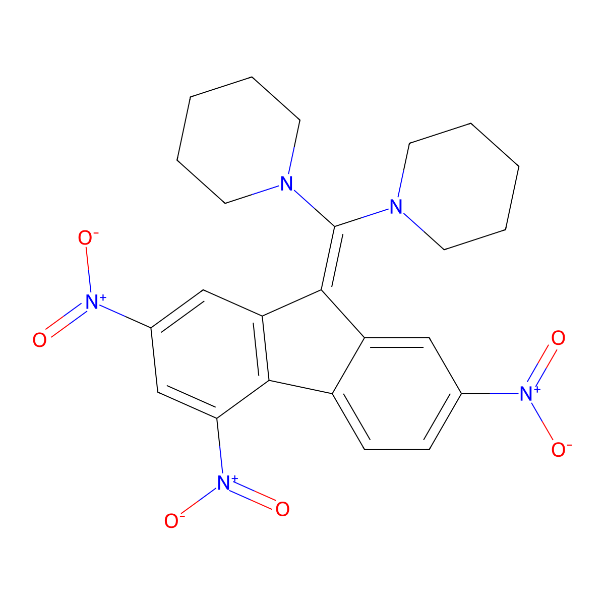 1-[Piperidin-1-yl-(2,4,7-trinitrofluoren-9-ylidene)methyl]piperidine molecular structure, CAS 185311-74-4