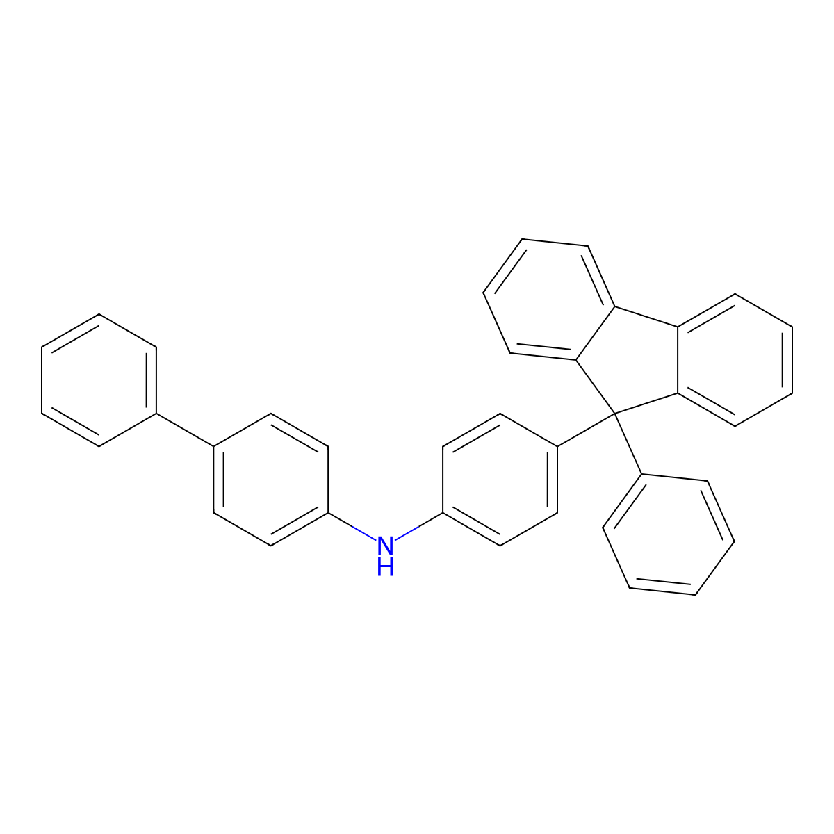 N-(4-(9-Phenyl-9H-fluoren-9-yl)phenyl)-[1,1'-biphenyl]-4-amine molecular structure, CAS 1853122-02-7