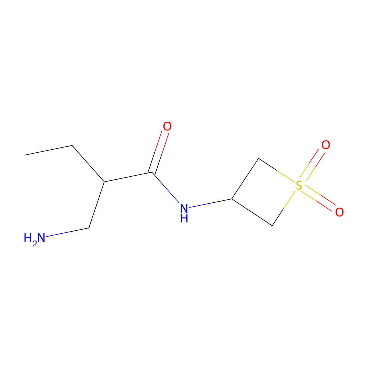 2-(Aminomethyl)-N-(1,1-dioxidothietan-3-yl)butanamide molecular structure, CAS 1853123-88-2