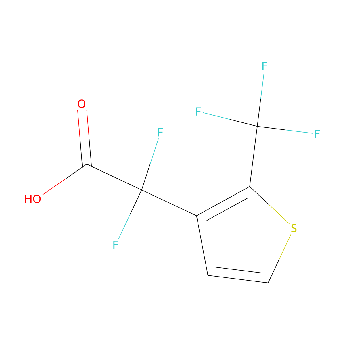 2,2-Difluoro-2-[2-(trifluoromethyl)thiophen-3-yl]aceticacid molecular structure, CAS 1853133-39-7