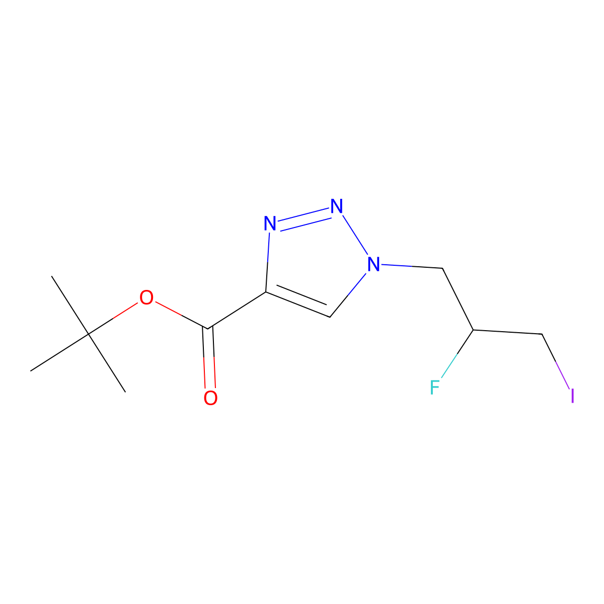 (S)-tert-butyl 1-(2-fluoro-3-iodopropyl)-1H-1,2,3-triazole-4-carboxylate molecular structure, CAS 1853166-02-5