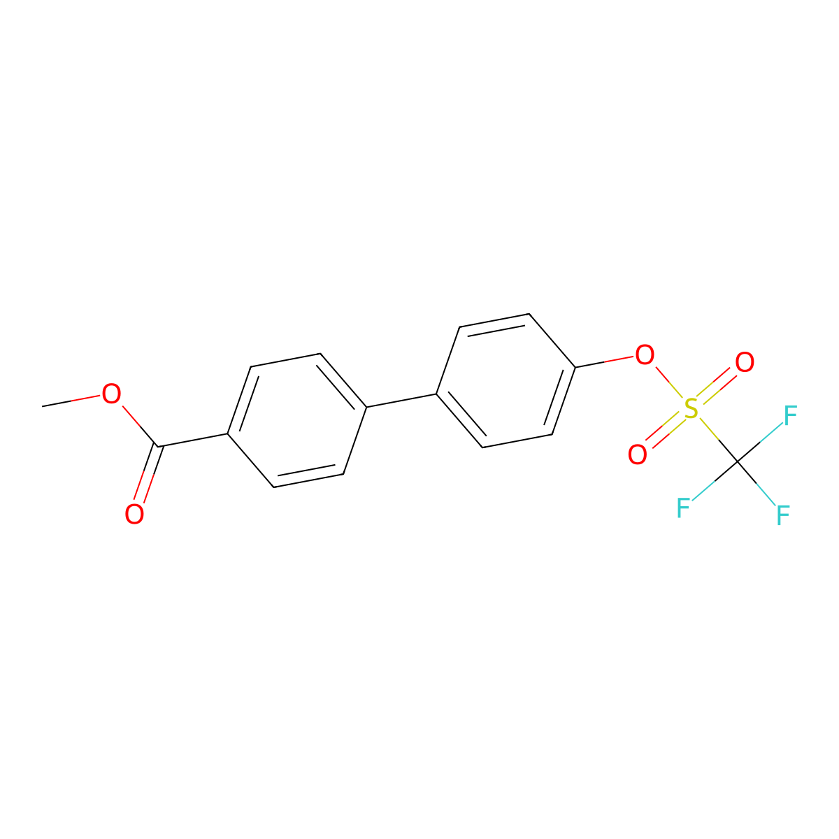 Methyl 4'-(trifluoromethanesulfonyloxy)-[1,1'-biphenyl]-4-carboxylate molecular structure, CAS 185317-24-2