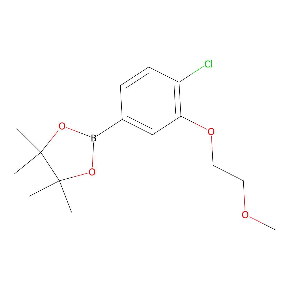 2-(4-Chloro-3-(2-methoxyethoxy)phenyl)-4,4,5,5-tetramethyl-1,3,2-dioxaborolane molecular structure, CAS 1853186-07-8
