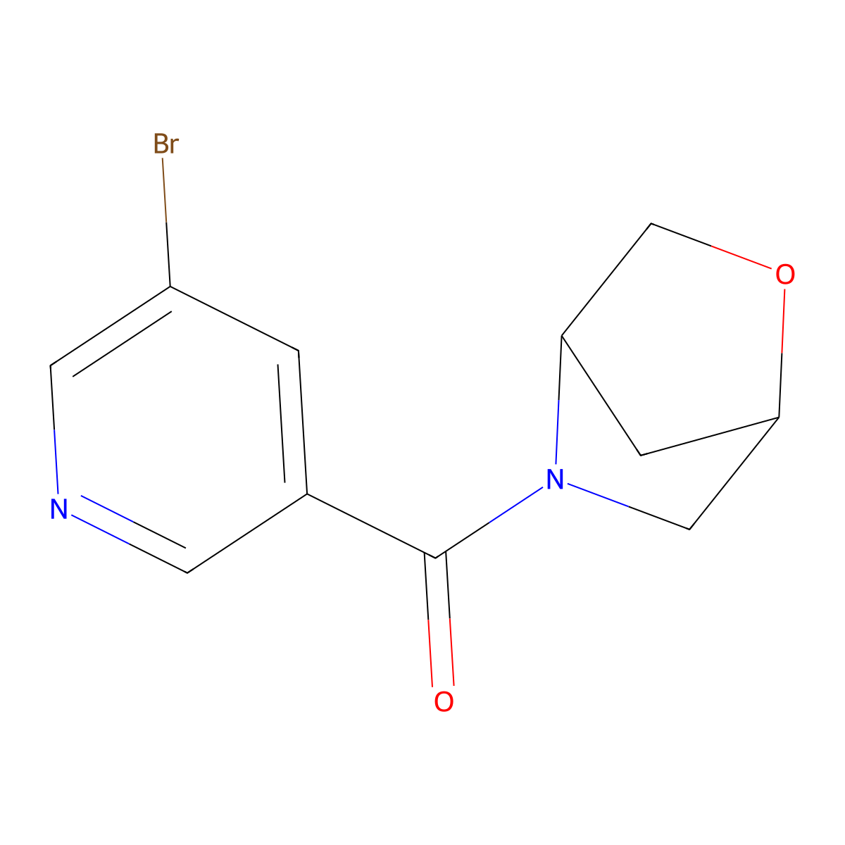 2-Oxa-5-azabicyclo[2.2.1]heptan-5-yl(5-bromopyridin-3-yl)methanone molecular structure, CAS 1853206-53-7