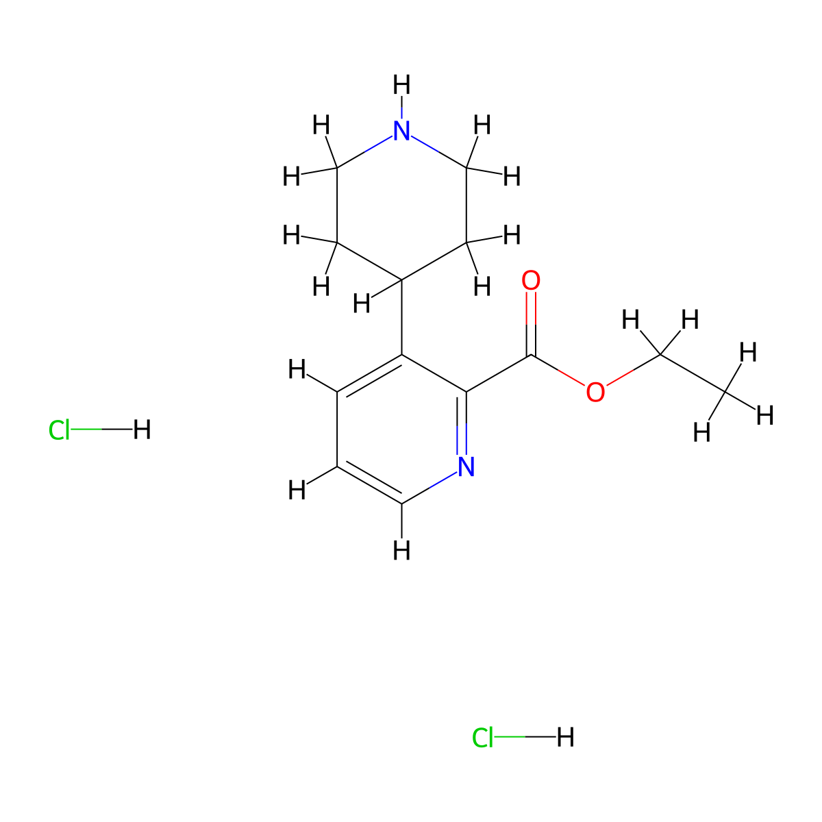 Ethyl 3-(piperidin-4-yl)picolinate dihydrochloride molecular structure, CAS 1853217-48-7