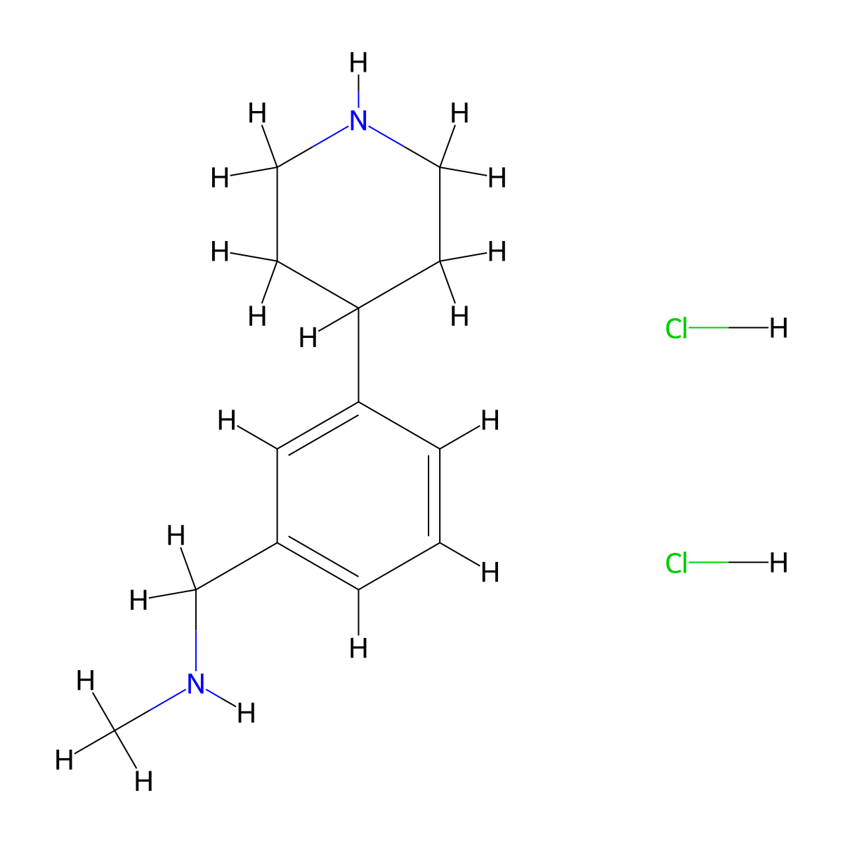 N-Methyl-1-(3-(piperidin-4-yl)phenyl)methanamine dihydrochloride molecular structure, CAS 1853217-50-1