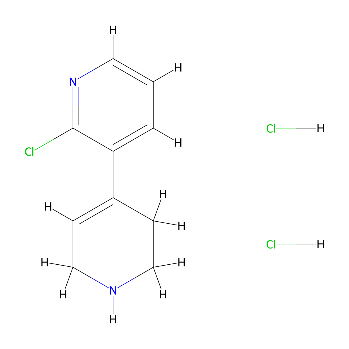 2-Chloro-1',2',3',6'-tetrahydro-3,4'-bipyridine dihydrochloride molecular structure, CAS 1853217-52-3