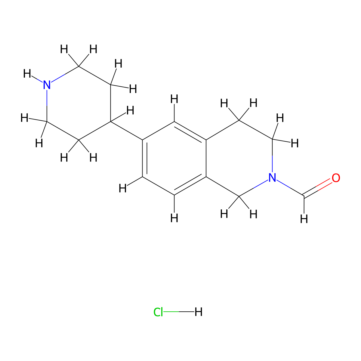 6-(Piperidin-4-yl)-3,4-dihydroisoquinoline-2(1H)-carbaldehyde hydrochloride molecular structure, CAS 1853217-54-5
