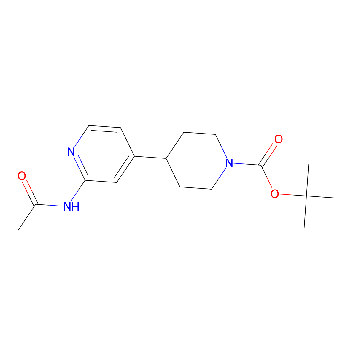 tert-Butyl 4-(2-acetamidopyridin-4-yl)piperidine-1-carboxylate molecular structure, CAS 1853217-60-3