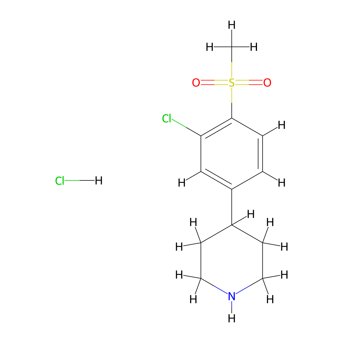 4-(3-Chloro-4-(methylsulfonyl)phenyl)piperidine hydrochloride molecular structure, CAS 1853217-71-6