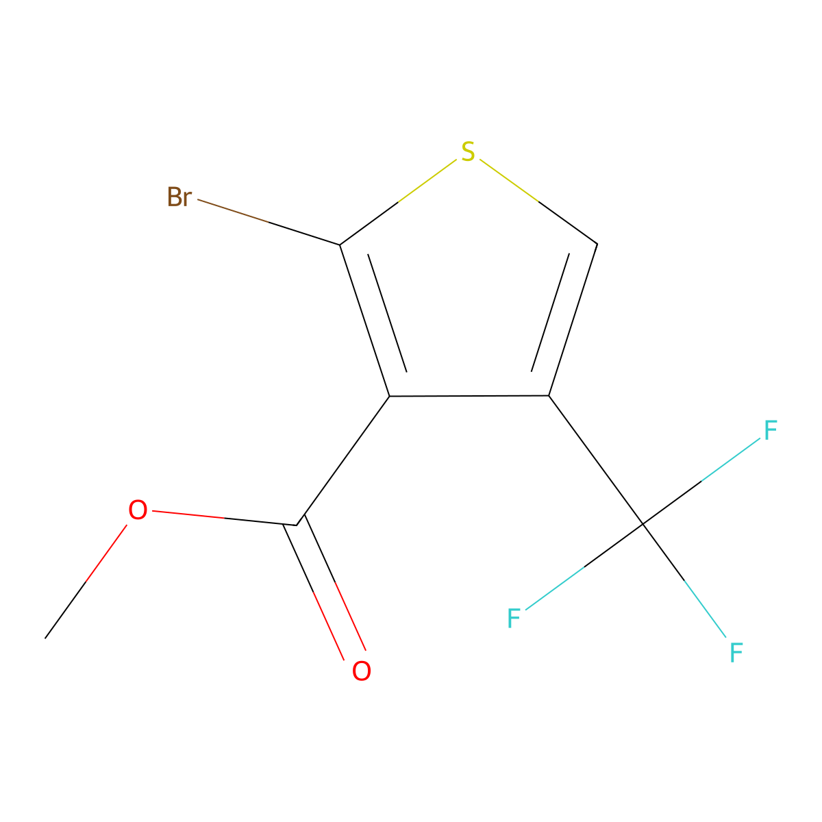 Methyl 2-bromo-4-(trifluoromethyl)thiophene-3-carboxylate molecular structure, CAS 1853236-69-7