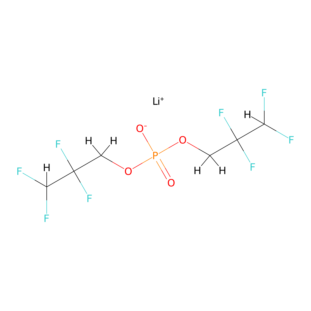 Lithium(1+)ionbis(2,2,3,3-tetrafluoropropyl)phosphate molecular structure, CAS 1853294-61-7