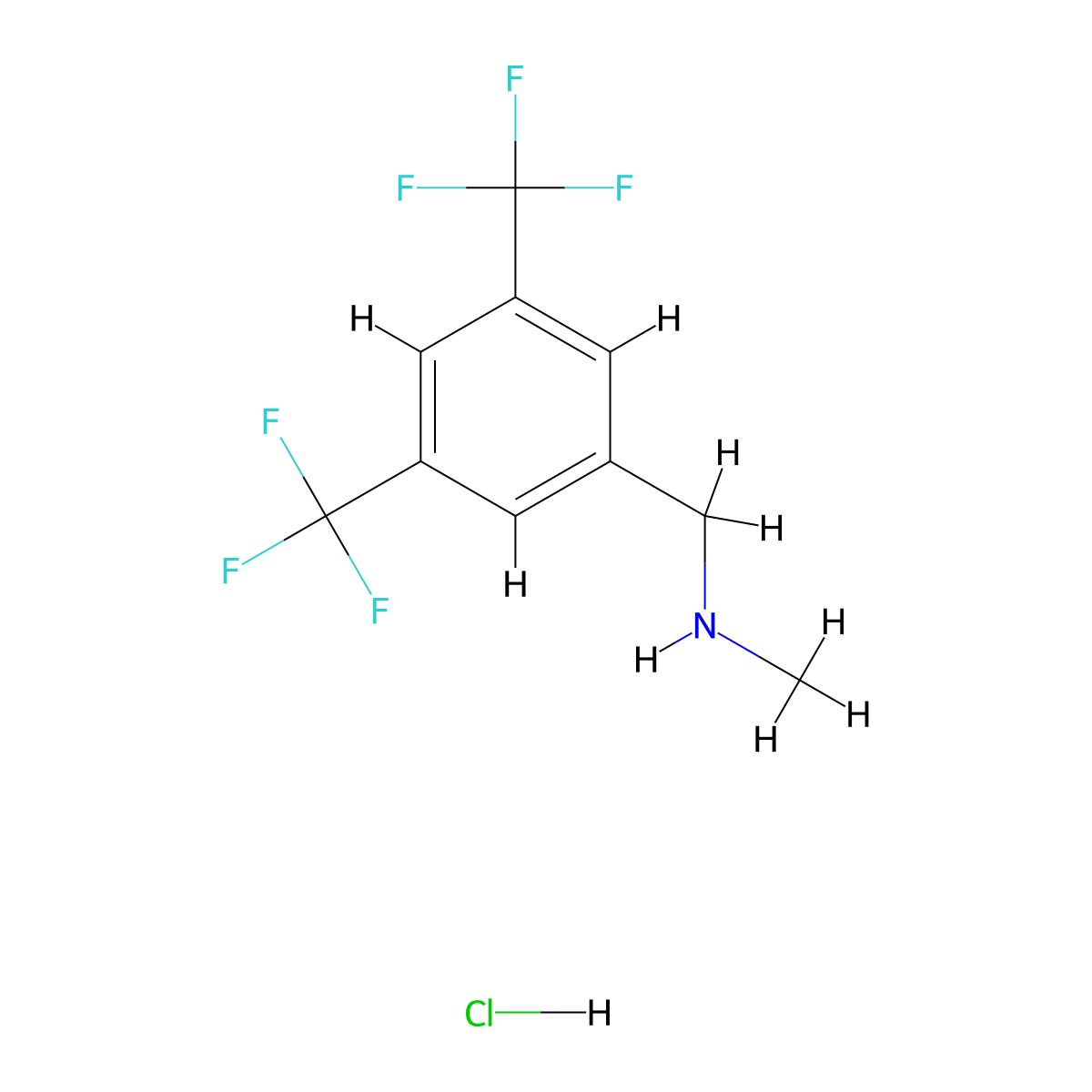 1-(3,5-Bis(trifluoromethyl)phenyl)-N-methylmethanamine hydrochloride molecular structure, CAS 185332-43-8