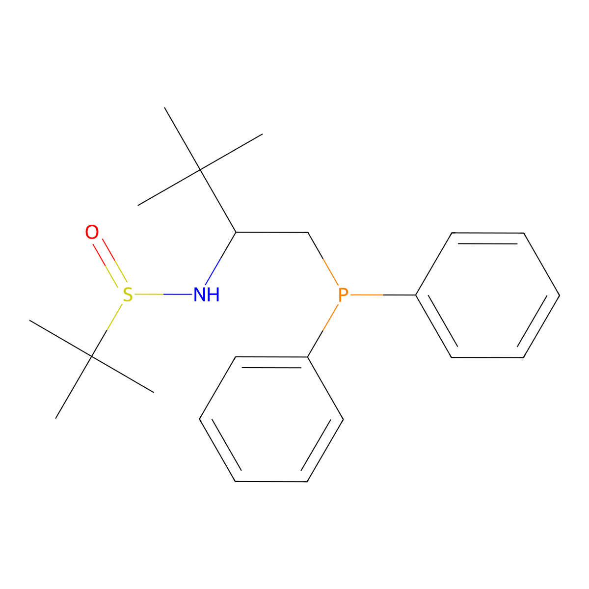 (R)-N-((S)-1-(Diphenylphosphanyl)-3,3-dimethylbutan-2-yl)-2-methylpropane-2-sulfinamide molecular structure, CAS 1853342-54-7