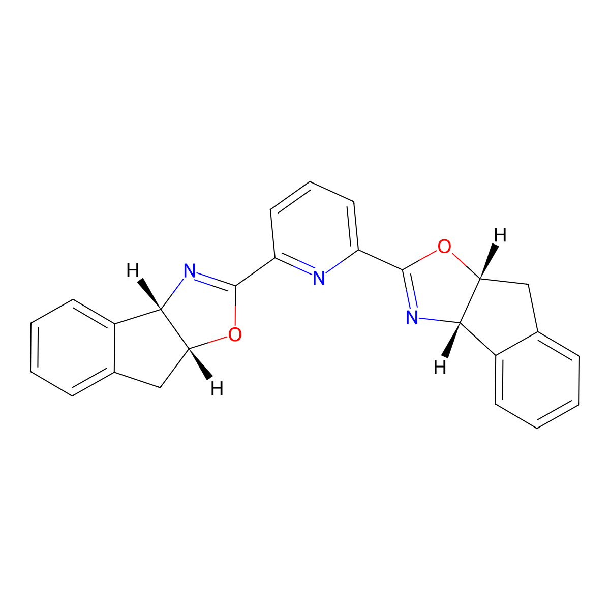 2,6-Bis((3aS,8aR)-8,8a-dihydro-3aH-indeno[1,2-d]oxazol-2-yl)pyridine molecular structure, CAS 185346-09-2