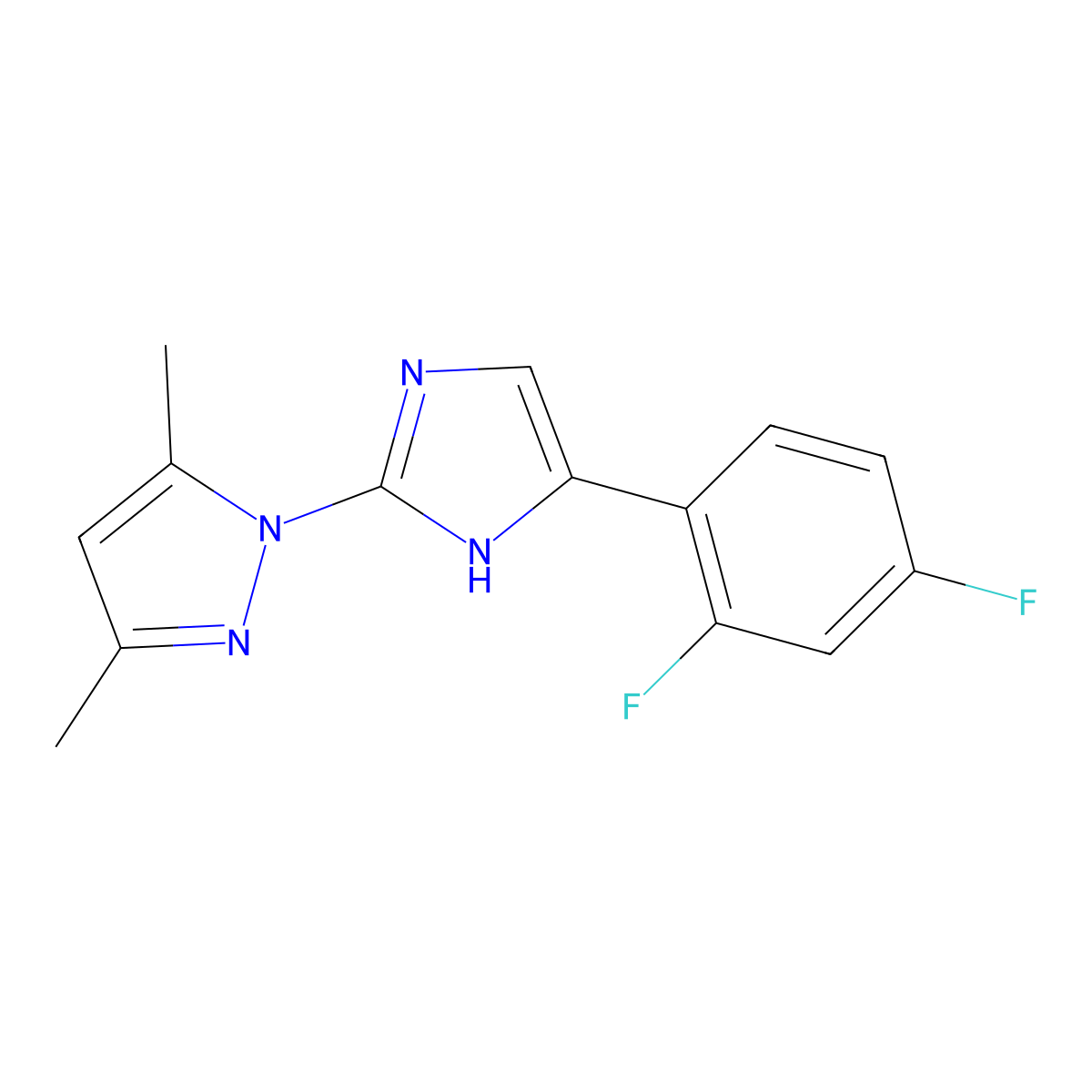1-[5-(2,4-Difluorophenyl)-1H-imidazol-2-yl]-3,5-dimethyl-1H-pyrazole molecular structure, CAS 185347-62-0