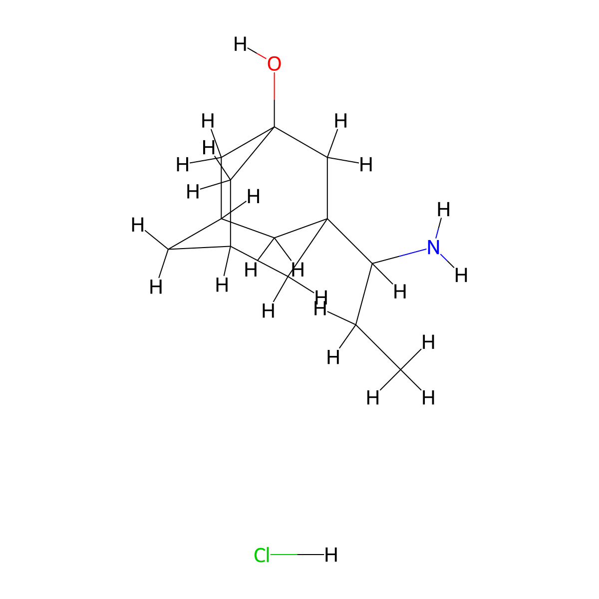 3-(1-Aminopropyl)-1-adamantanol hydrochloride molecular structure, CAS 185378-81-8