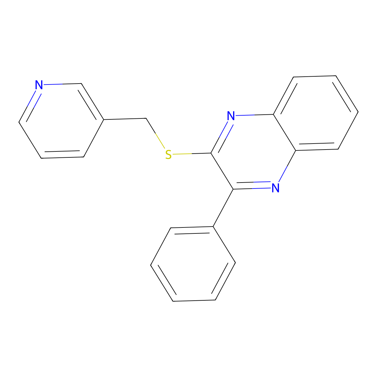 2-Phenyl-3-((3-pyridinylmethyl)thio)quinoxaline molecular structure, CAS 185379-56-0