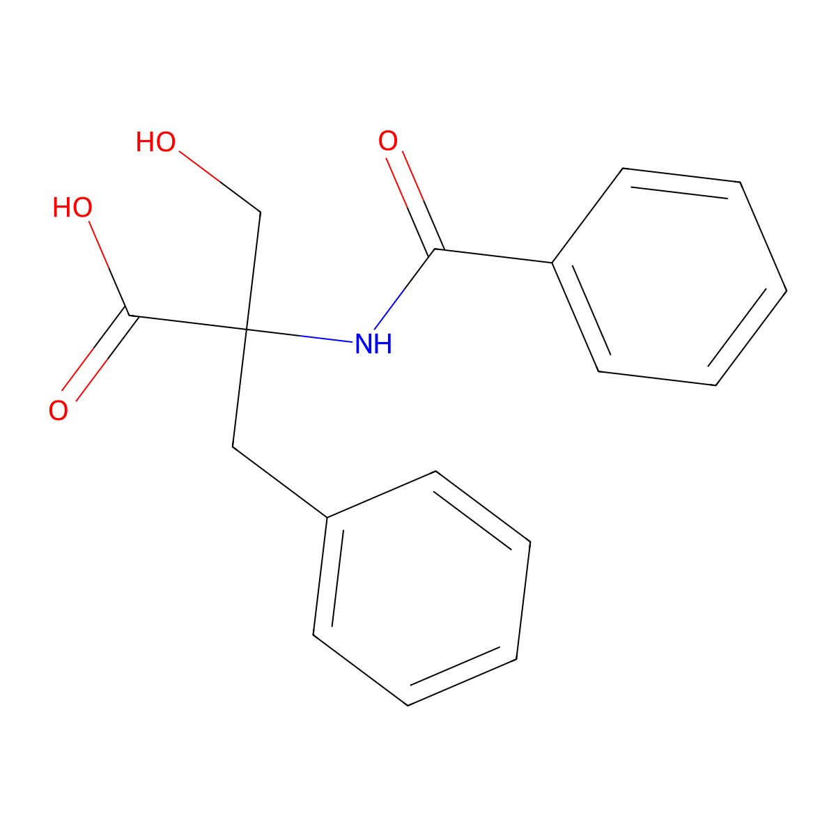 2-Benzamido-2-benzyl-3-hydroxypropanoic acid molecular structure, CAS 185396-28-5