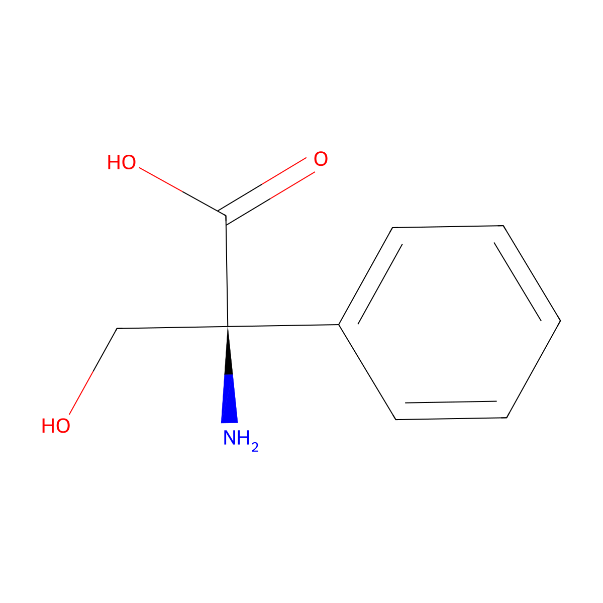 (S)-2-amino-3-hydroxy-2-phenylpropanoic acid molecular structure, CAS 185396-35-4