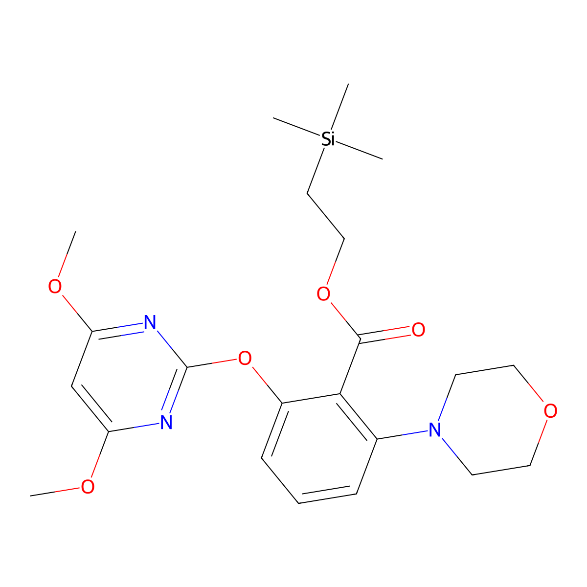 2-(Trimethylsilyl)ethyl 2-((4,6-dimethoxypyrimidin-2-yl)oxy)-6-morpholinobenzoate molecular structure, CAS 185398-21-4