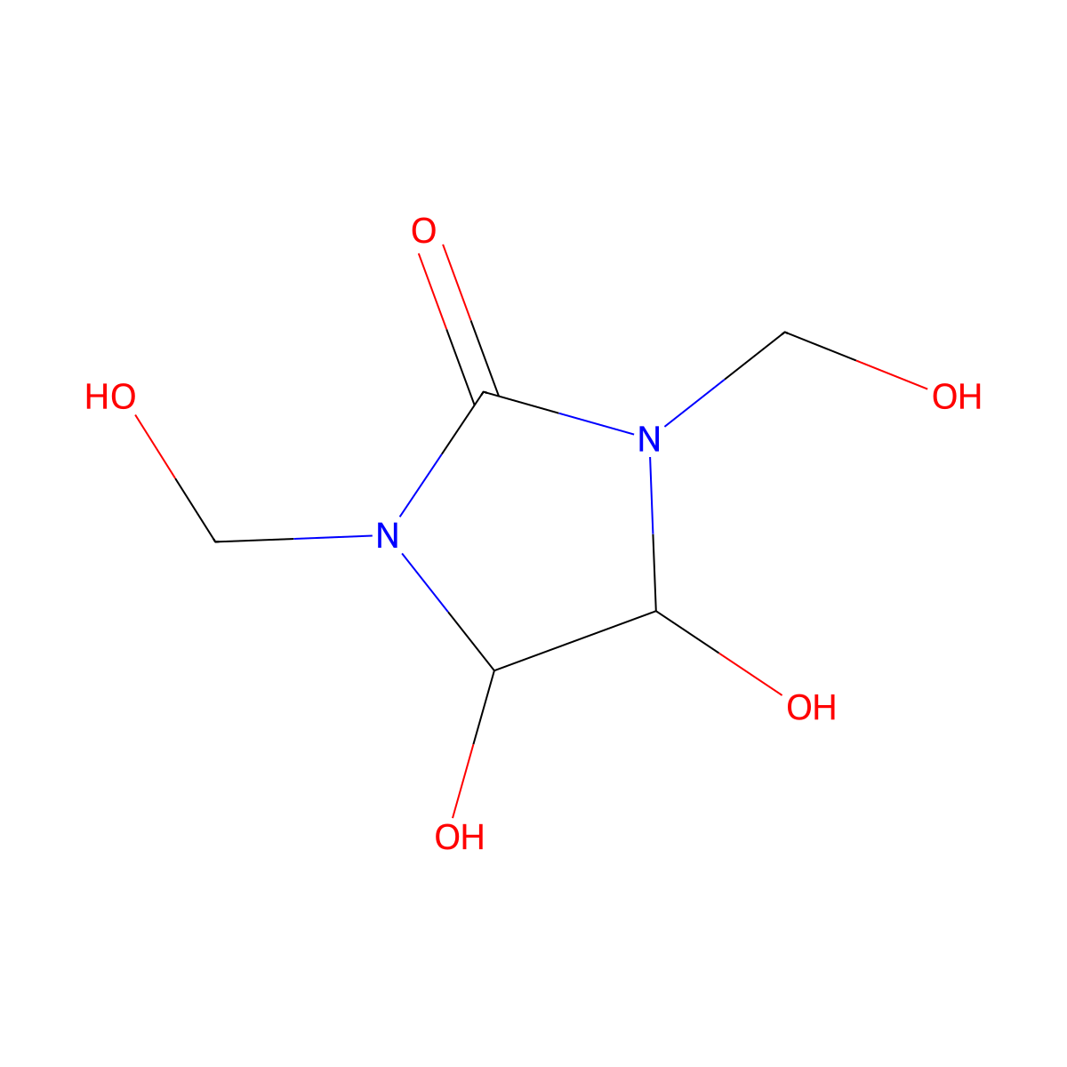 Dimethyloldihydroxyethyleneurea molecular structure, CAS 1854-26-8