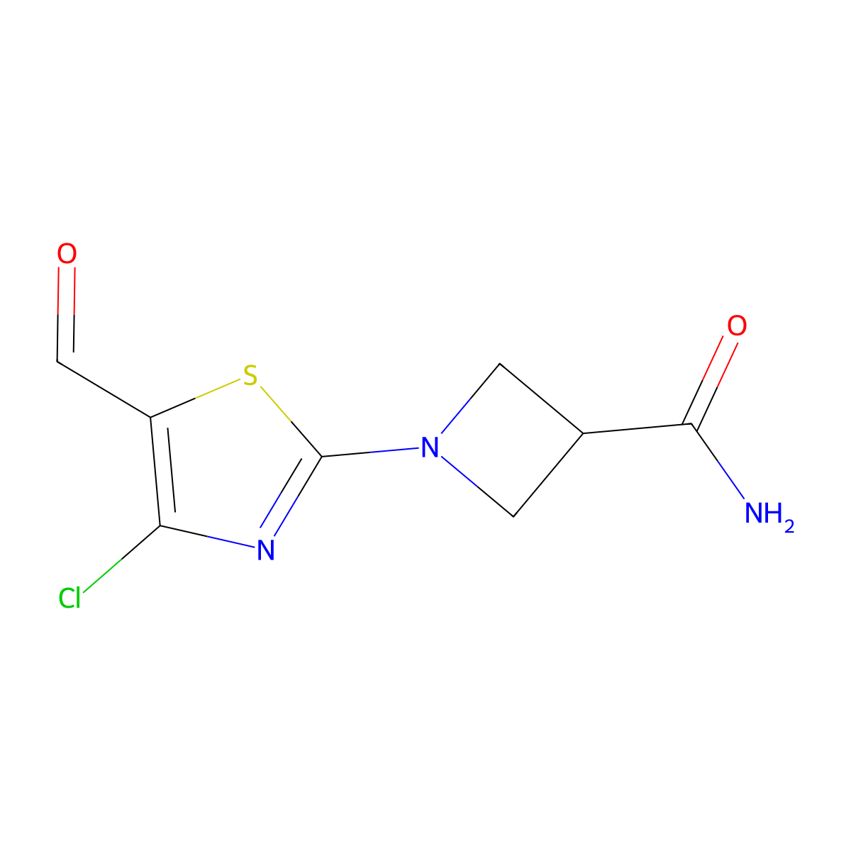 1-(4-Chloro-5-formylthiazol-2-YL)azetidine-3-carboxamide molecular structure, CAS 1854041-28-3