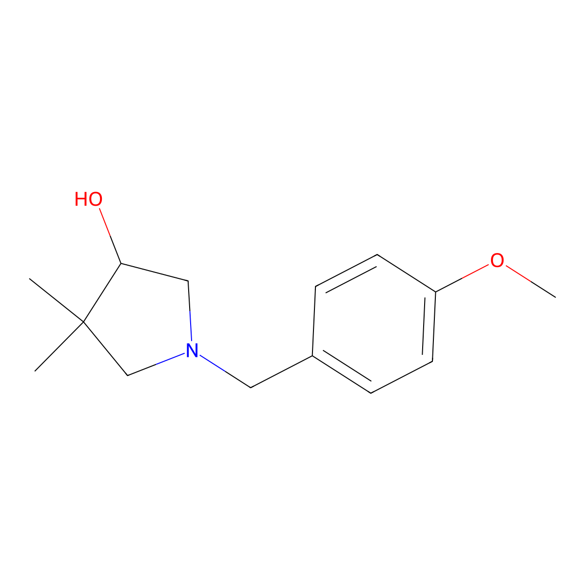 1-(4-Methoxybenzyl)-4,4-dimethylpyrrolidin-3-ol molecular structure, CAS 1854055-08-5