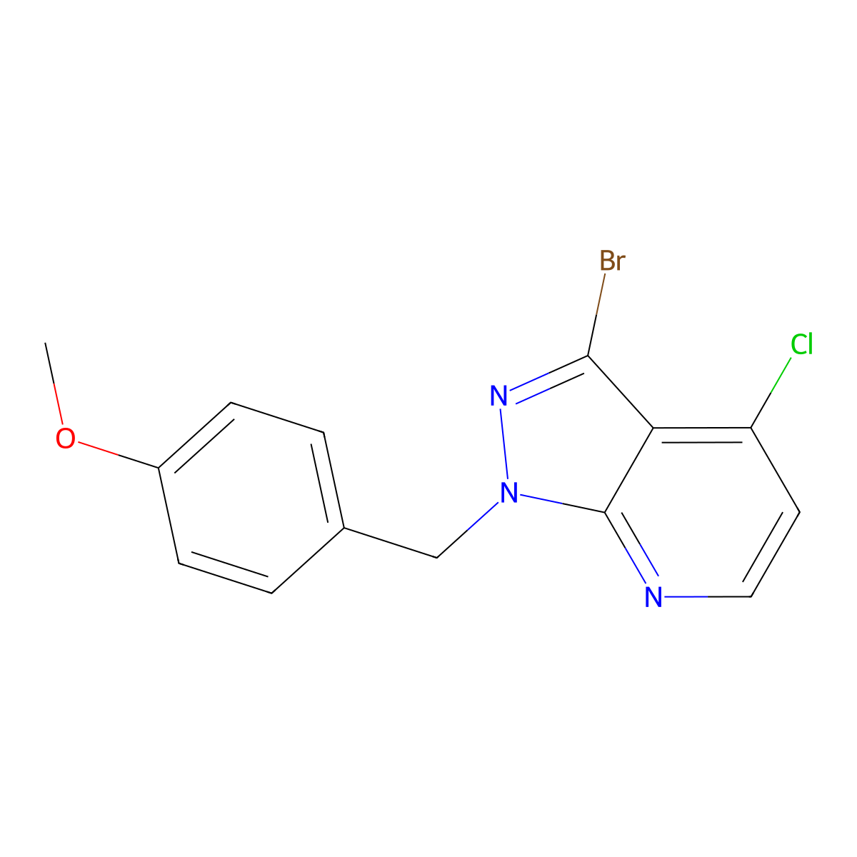 3-Bromo-4-chloro-1-[(4-methoxyphenyl)methyl]-1H-pyrazolo[3,4-b]pyridine molecular structure, CAS 1854056-69-1
