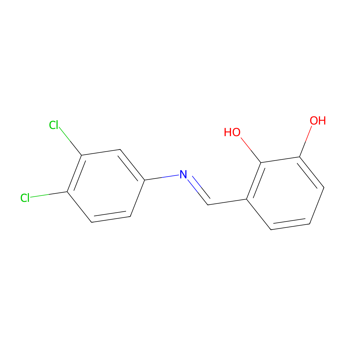 3-{(E)-[(3,4-dichlorophenyl)imino]methyl}benzene-1,2-diol molecular structure, CAS 1854056-82-8