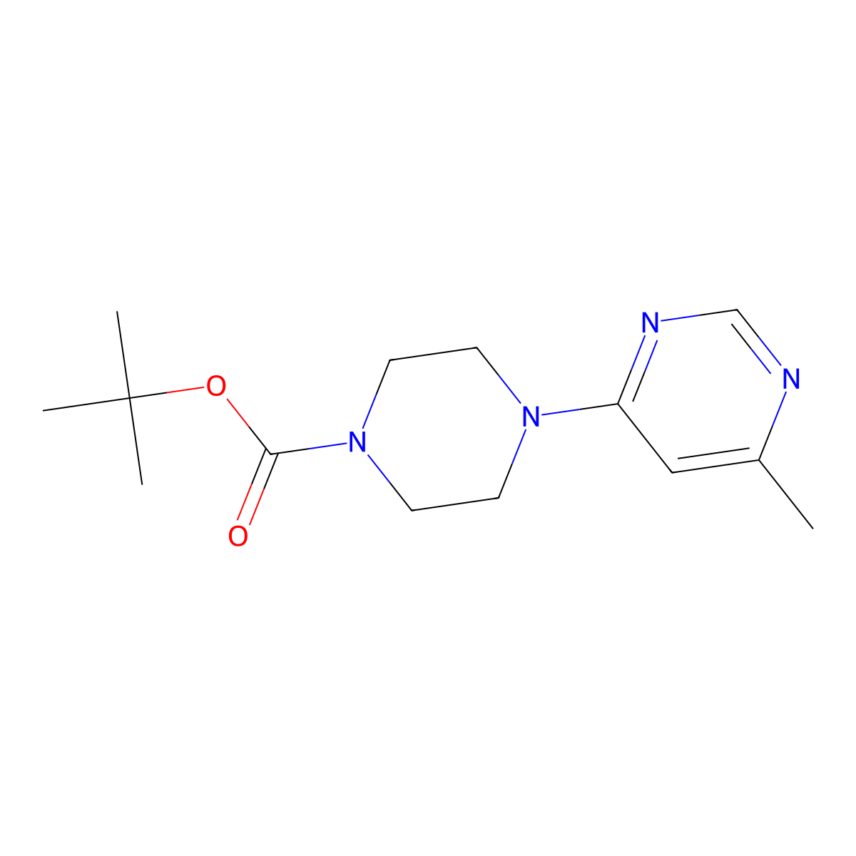 Tert-butyl 4-(6-methylpyrimidin-4-yl)piperazine-1-carboxylate molecular structure, CAS 1854126-84-3