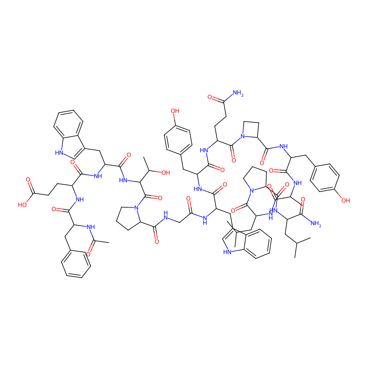 Ac-Phe-Glu-Trp-Thr-Pro-Gly-Trp-Tyr-Gln-Aze-Tyr-Ala-Leu-Pro-Leu-NH2 molecular structure, CAS 185413-30-3