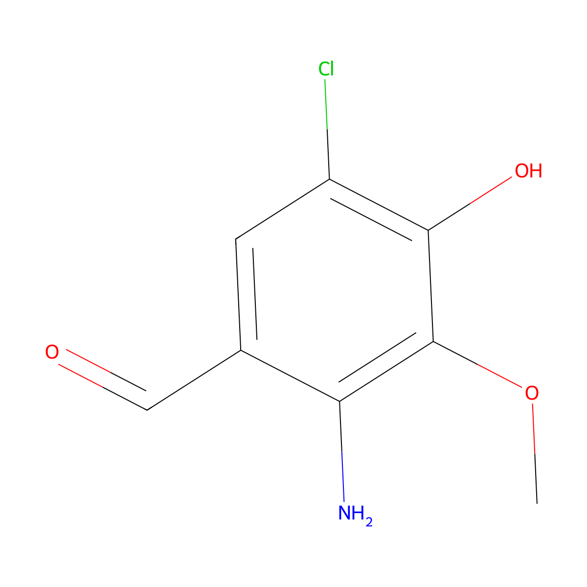 2-Amino-5-chloro-4-hydroxy-3-methoxybenzaldehyde molecular structure, CAS 185416-61-9