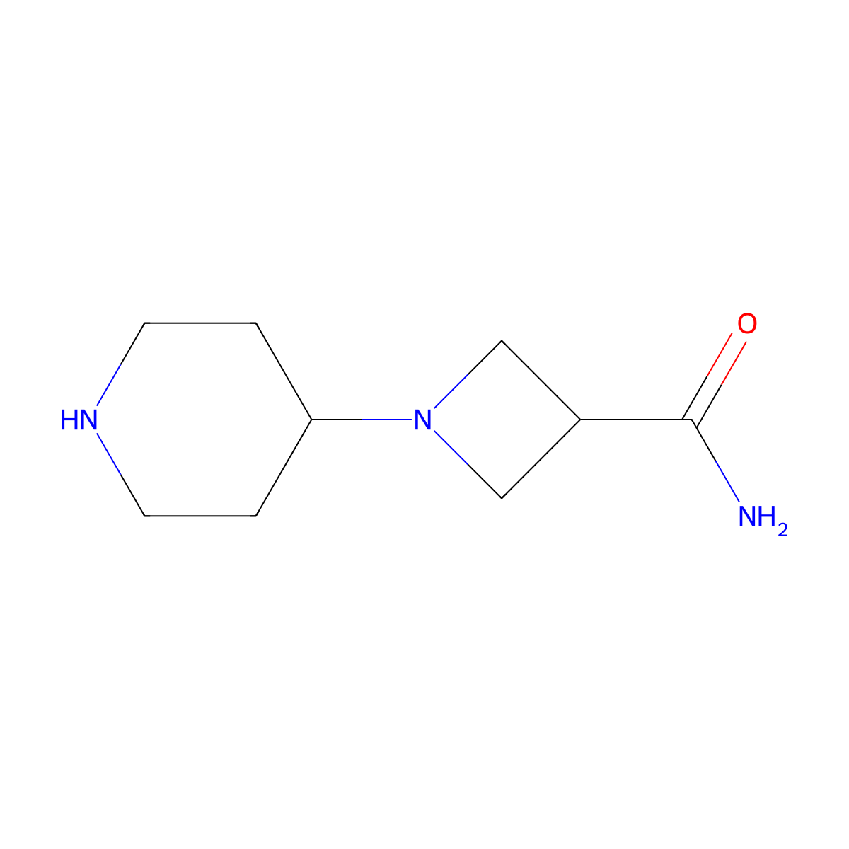 1-(Piperidin-4-yl)azetidine-3-carboxamide molecular structure, CAS 1854172-74-9