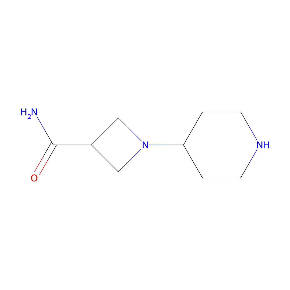 1-(Piperidin-4-yl)azetidine-3-carboxamide molecular structure, CAS 1854172-74-9