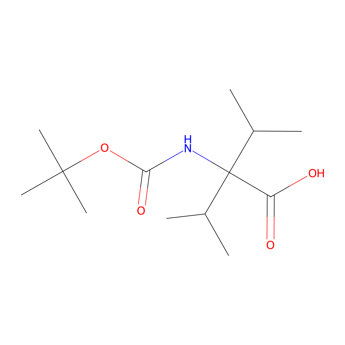 2-{[(Tert-butoxy)carbonyl]amino}-3-methyl-2-(propan-2-yl)butanoic acid molecular structure, CAS 1854195-91-7
