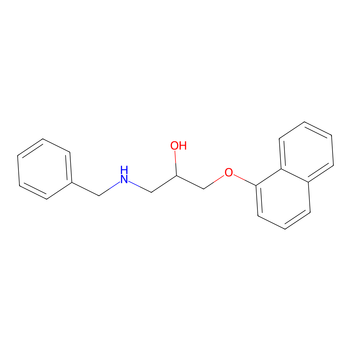 2-Propanol, 1-benzylamino-3-(naphthyloxy)- molecular structure, CAS 18542-14-8