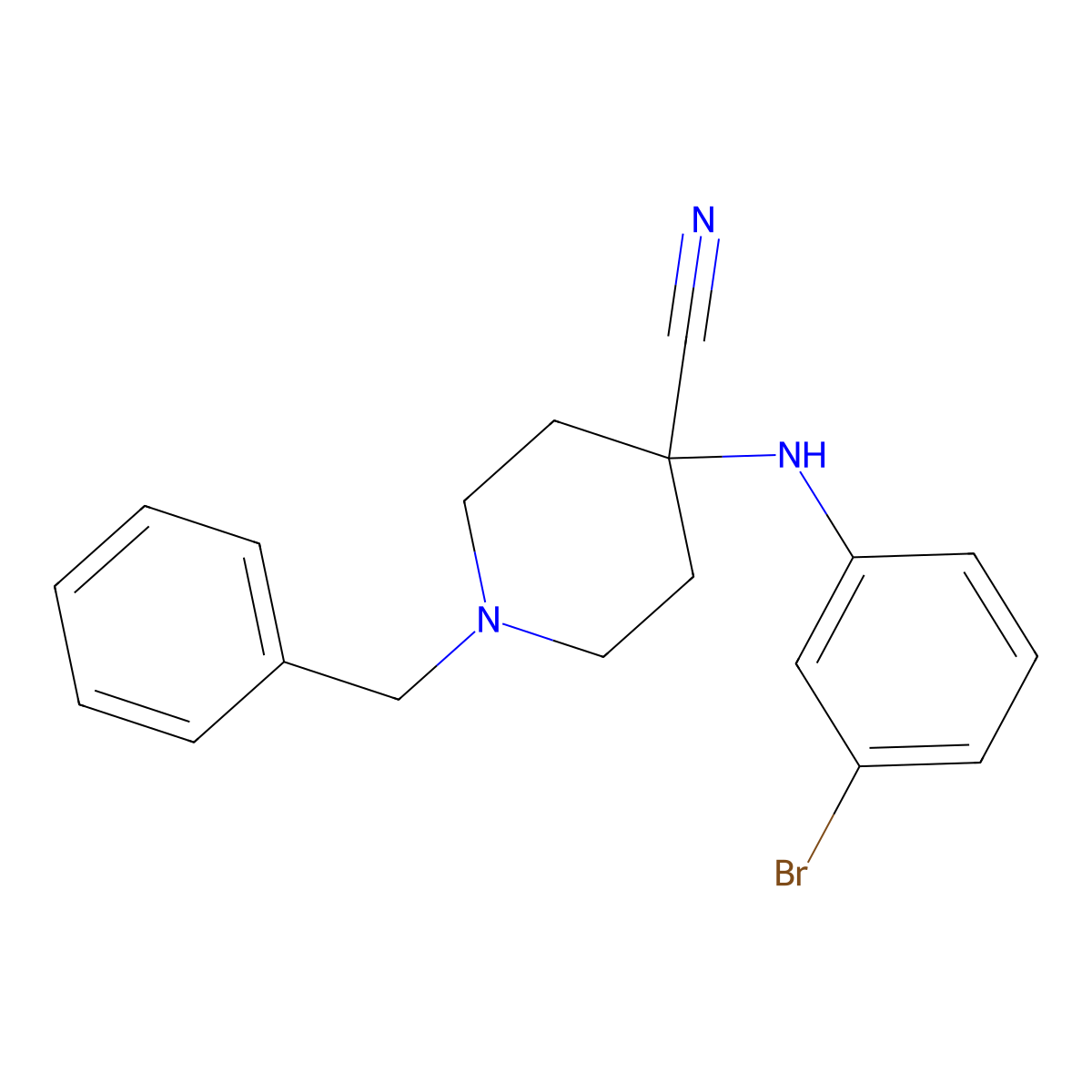1-BenZyl-4-(3-bromo-phenylamino)-piperidine-4-carbonitrile molecular structure, CAS 1854214-28-0